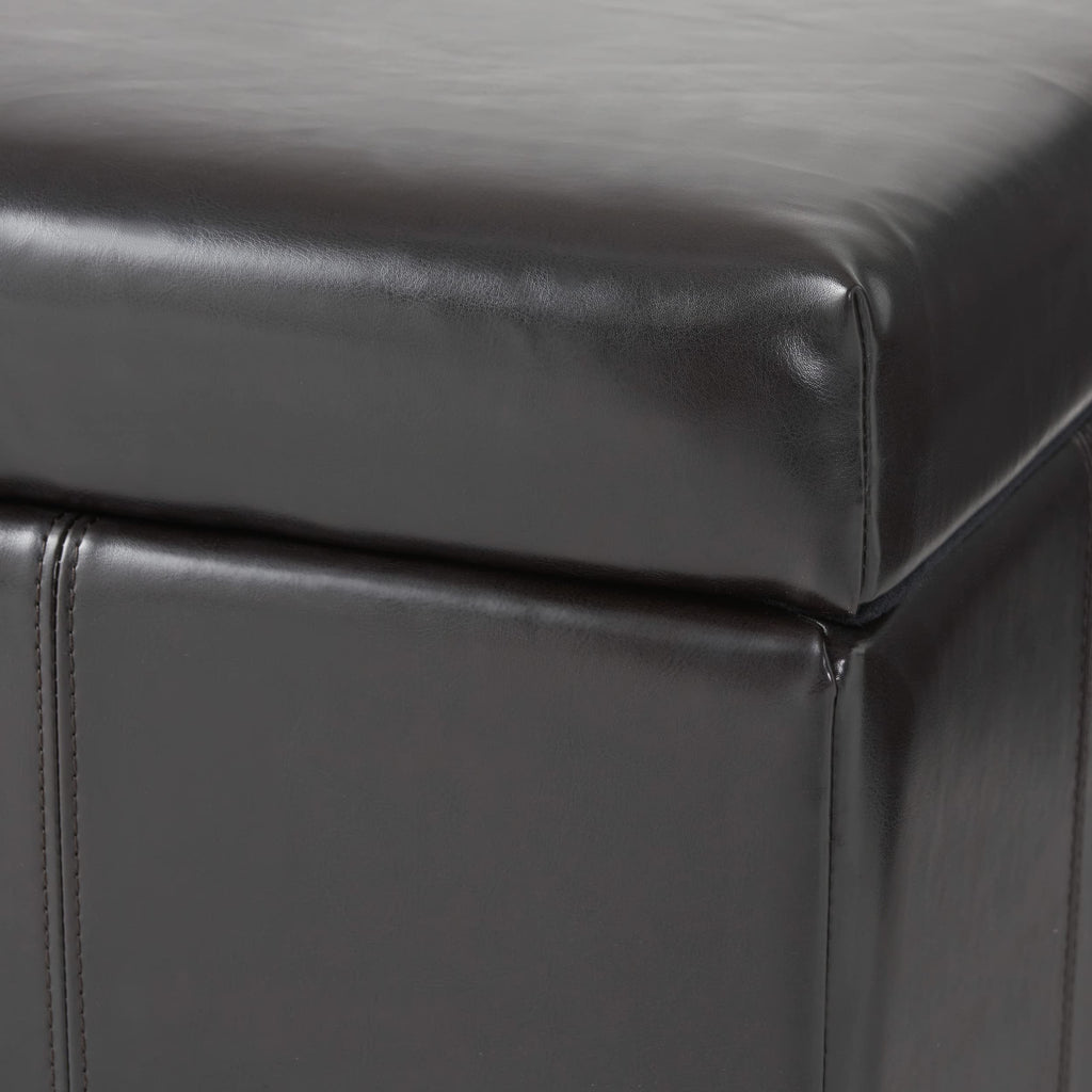 Christopher Knight Home Living Berkeley Brown Leather Square Storage Ottoman, Espresso