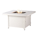Oakland Living Square 42 in. x 42 in. Aluminum Propane Fire Pit Table with Glass Beads, Two Covers, Lid, 57,000 BTUs in White Finish