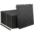 HIAARO 0.79in Extra-Thick 72 Sq Ft Exercise Equipment Mats, 18 Tiles Rubber Top EVA Foam Workout Mats, Interlocking Gym Flooring for Home Gym, 24 x 24in, Black & White