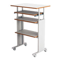 Safco Muv Adjustable-Height Desk with Keyboard Shelf, Steel Frame, Laminate Work Surface, Mobile on 4 Wheels, Powder Coat Finish - Office Desks & Workstations