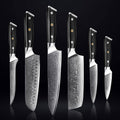 SENKEN 6-Piece Damascus Steel Kitchen Knife Set - Shogun Collection - 67-Layer Japanese VG10 Steel - Chef's Knife, Cleaver Knife, & More, Extremely Sharp Blades for Effortless Cutting, Luxury Gift Box