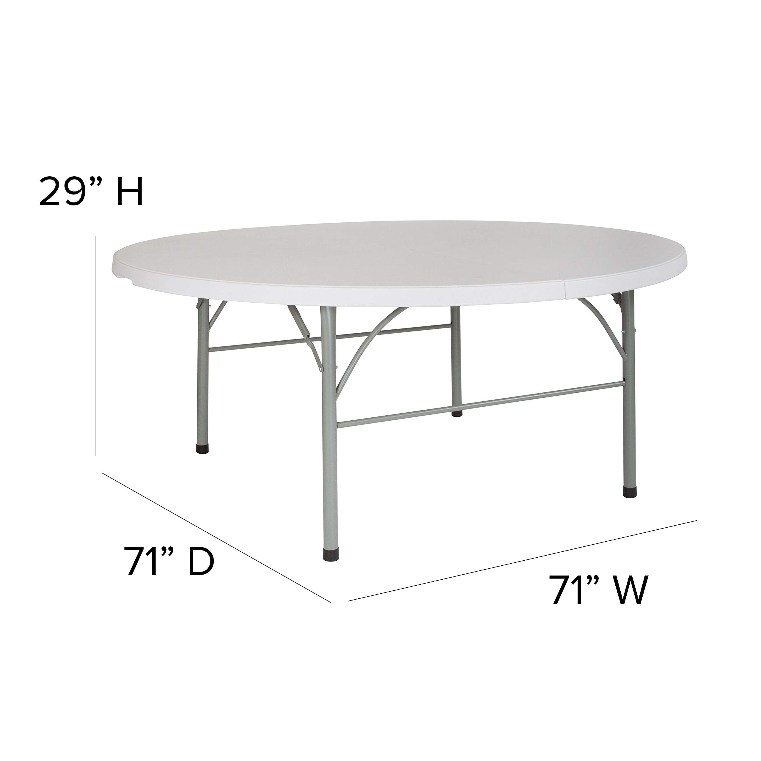 Flash Furniture Stonewall 6' Round Plastic Folding Event Table with Carrying Handle, Bi-Fold Banquet Table for Indoor/Outdoor Events, White
