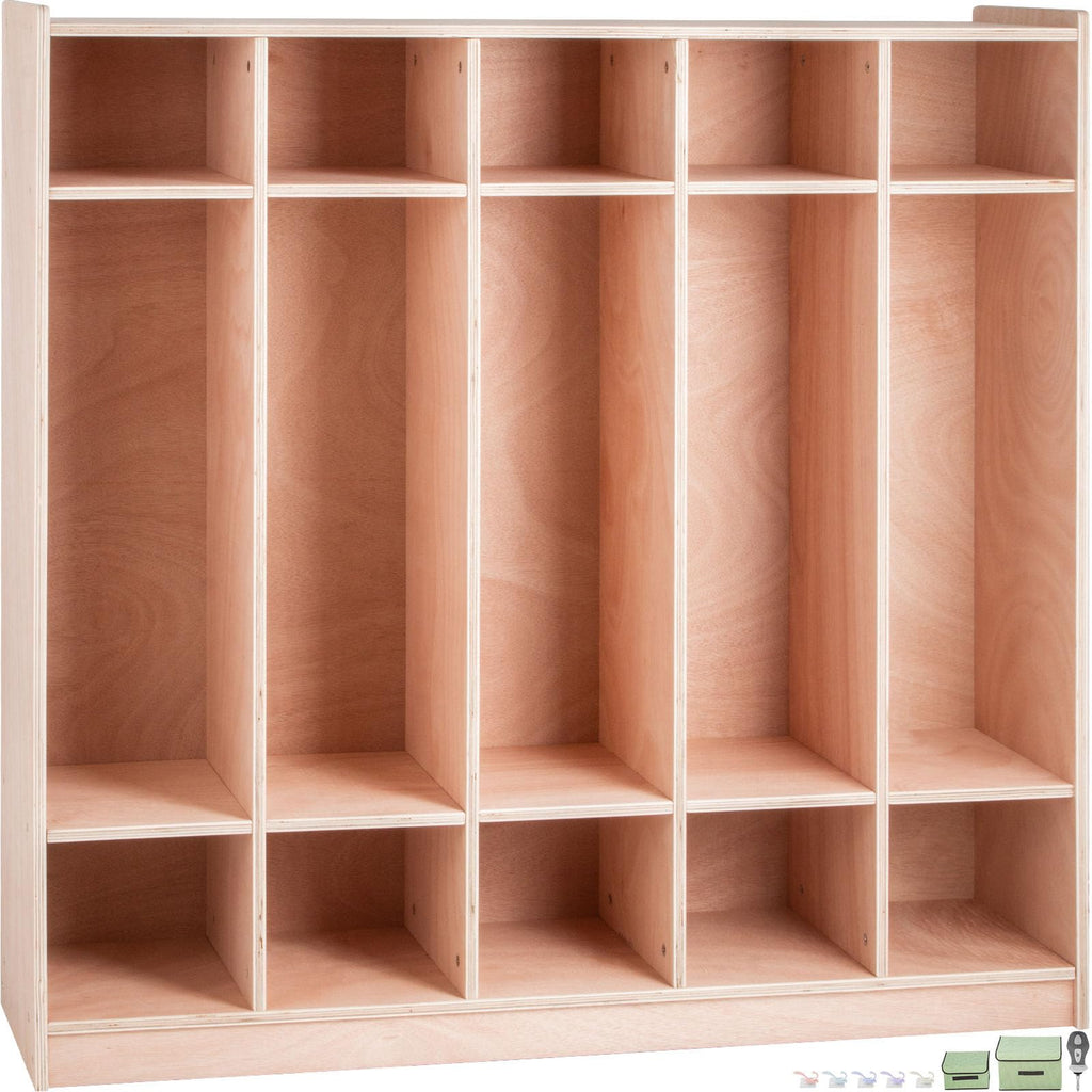 VEVOR Wooden Storage Cabinet, 5-Section Storage Locker with 10 Cubbies Shelf, Multi-Compartment Cubby Shelf with 5 Hooks for School, Classroom, Daycare, Home and Preschool