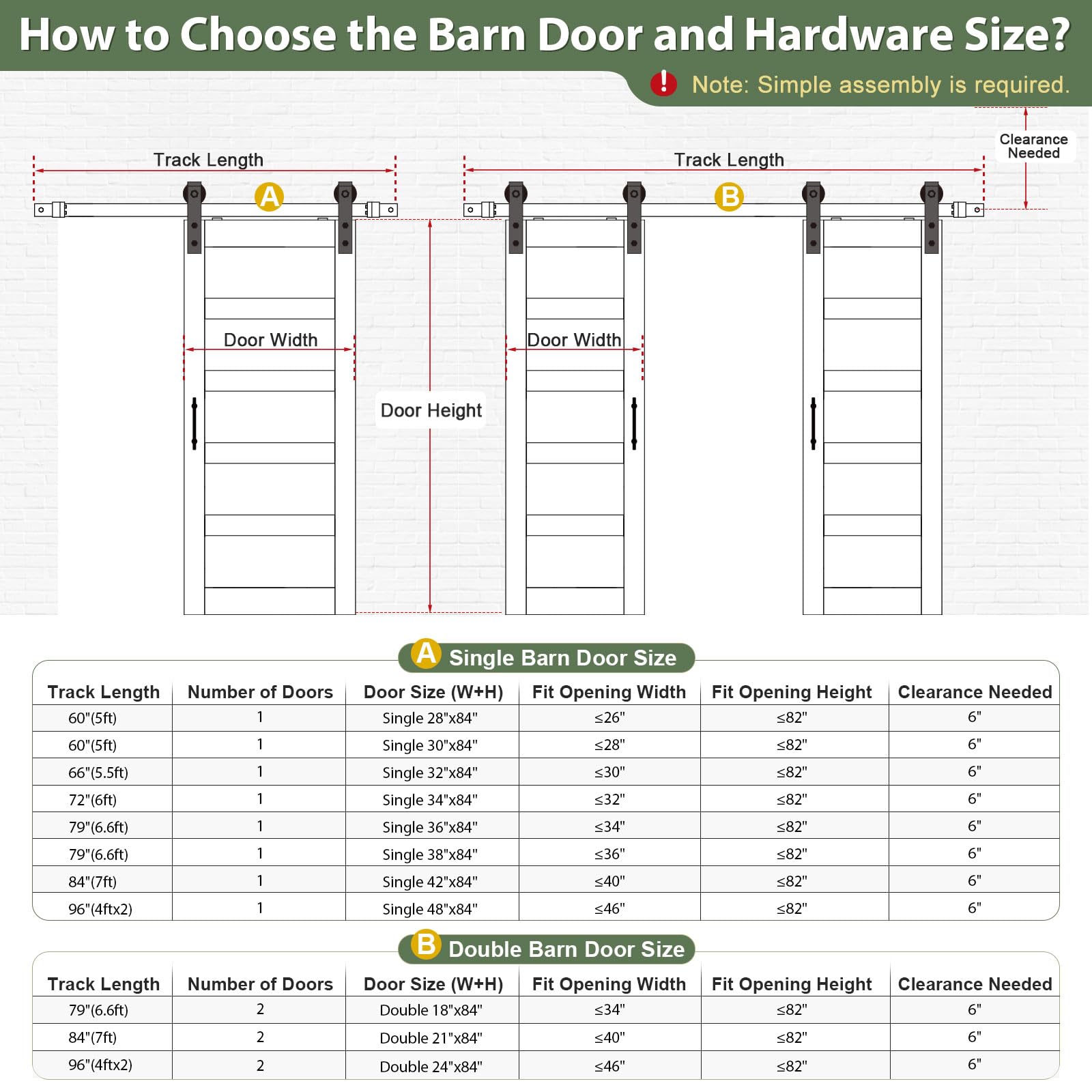 ROYMELO 42x84 inch Glass Sliding Barn Door Slab with 7ft Hardware Kit Included, 5-Panel Frosted Glass, Spruce Wood Support DIY Dyeing, Easy Assembly