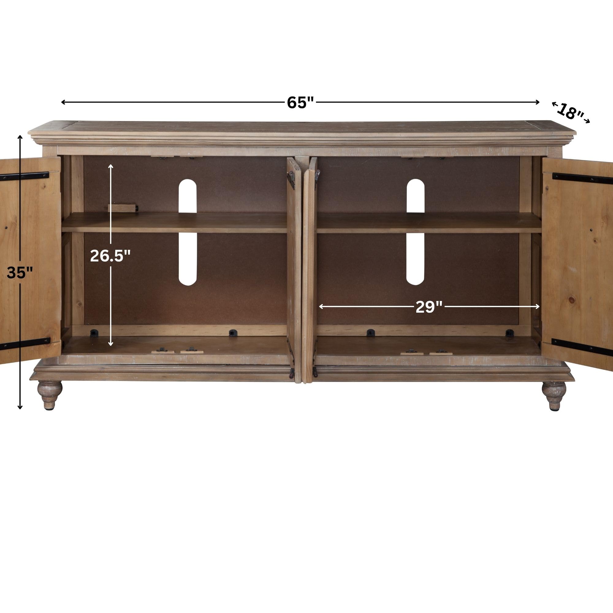 Martin Svensson Home Garden District TV Stand Credenza 100% Solid Wood, Driftwood Brown