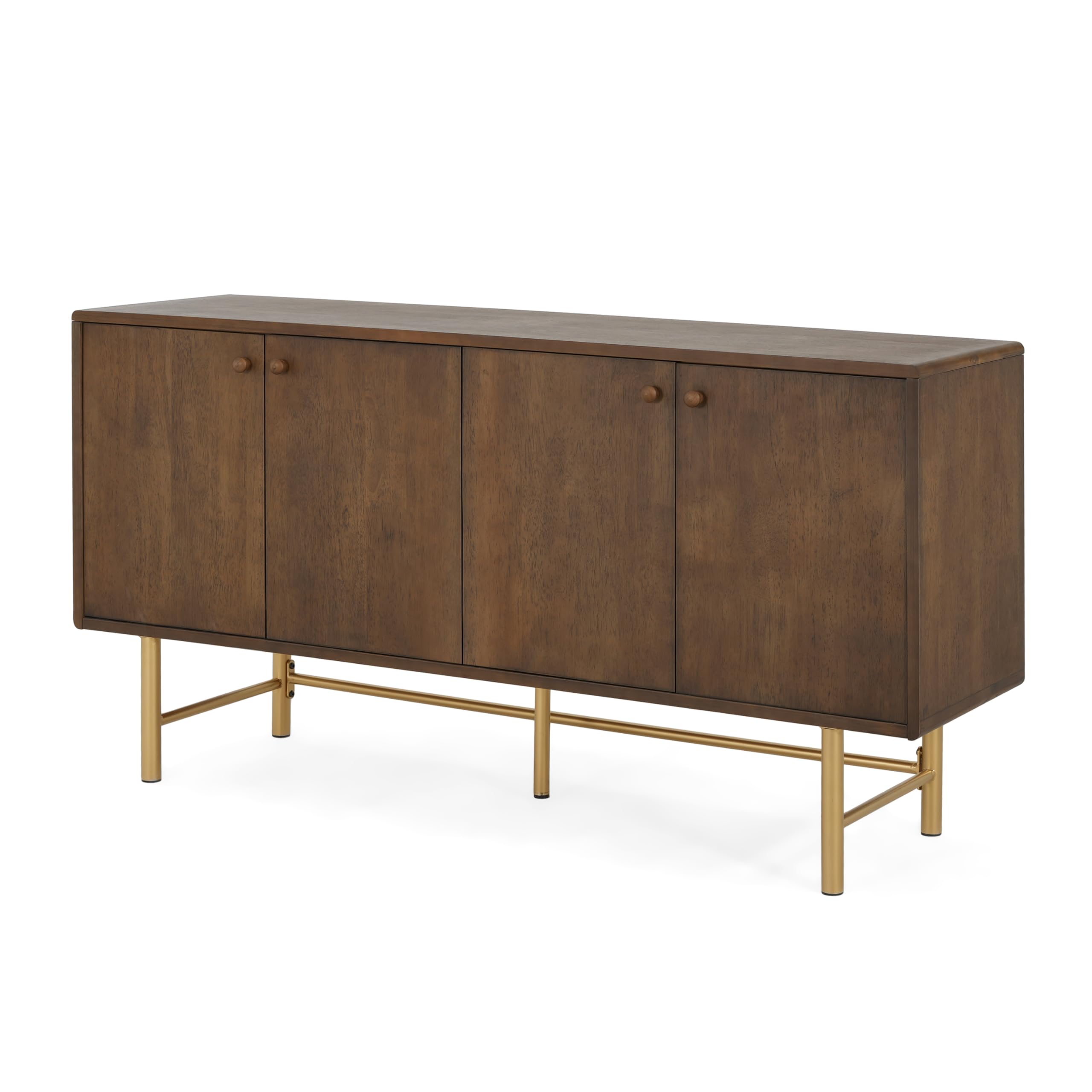 Christopher Knight Home Dodie Wooden Sideboard Cabinet, Large Sideboard Buffet Cabinet, Living Room Accent Storage Cabinet with Adjustable Shelves,Kitchen Cabinet Organizer for Coffee Bar,Walnut Brown