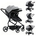 TALENBEEN Double Stroller for Infant and Toddler, Lightweight Side by Side Twin Baby Stroller, 26.8" Slim Design Fits Doors, Compact Foldable Travel Stroller, Independent Recline, Gray