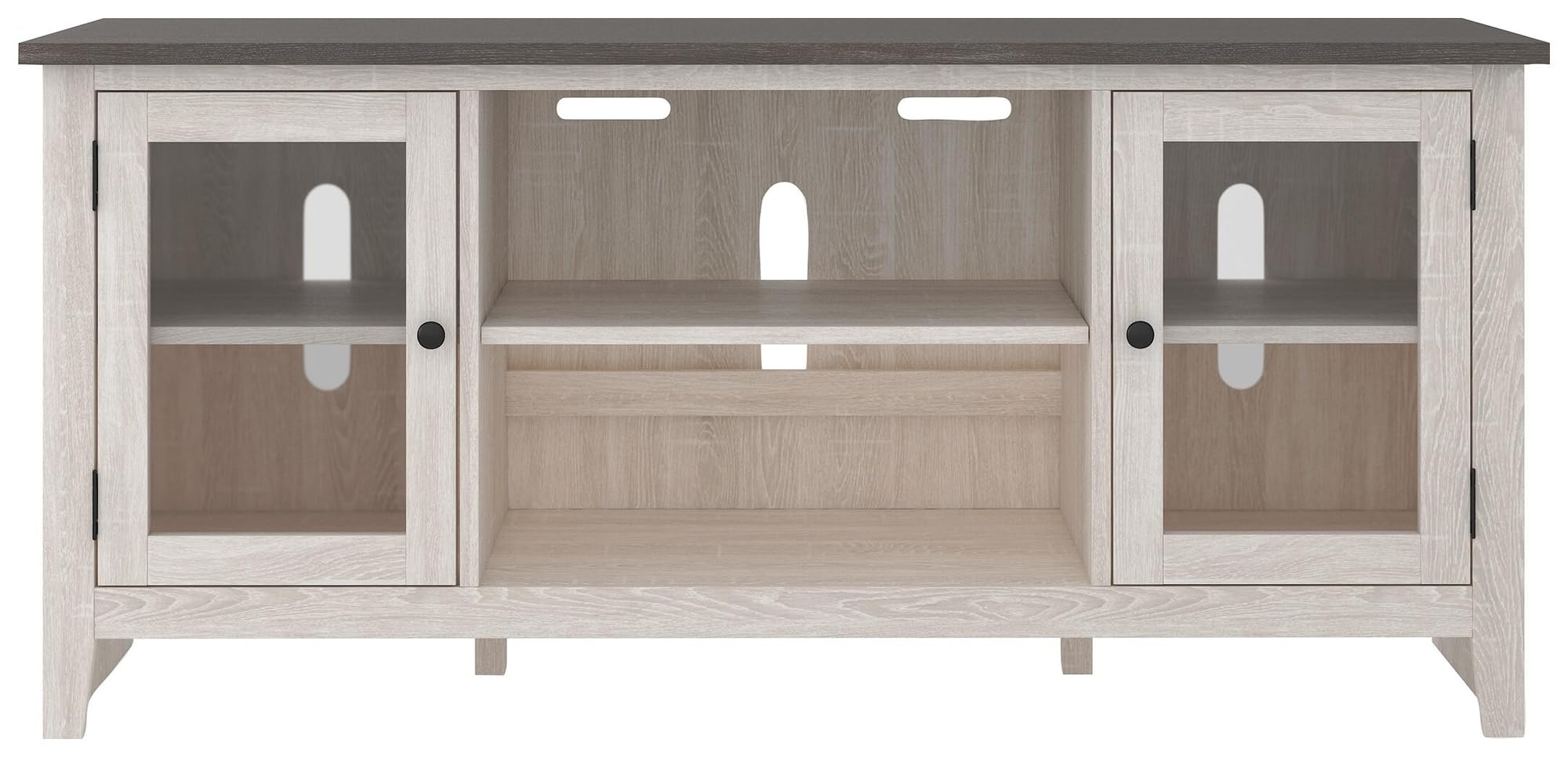 Signature Design by Ashley Dorrinson Farmhouse TV Stand with Fireplace Option, Fits TVs up to 58", Whitewash