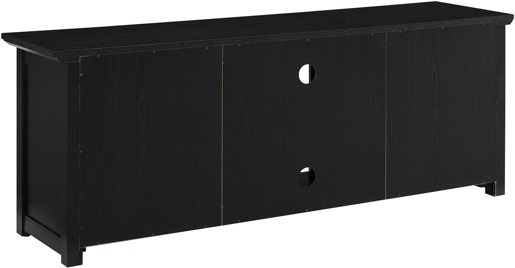 Crosley Furniture Camden Low Profile Fireplace TV Stand for 65+ inch TVs, Entertainment Center with Shelves, Black