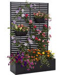 Metal Planter Box with Trellis, 71" H x 44" W x 16" D, Outdoor Raised Garden Bed with Privacy Screen & Drainage Holes, All-Weather Patio Planter for Climbing Plants, Vegetable, Vines, Louvered