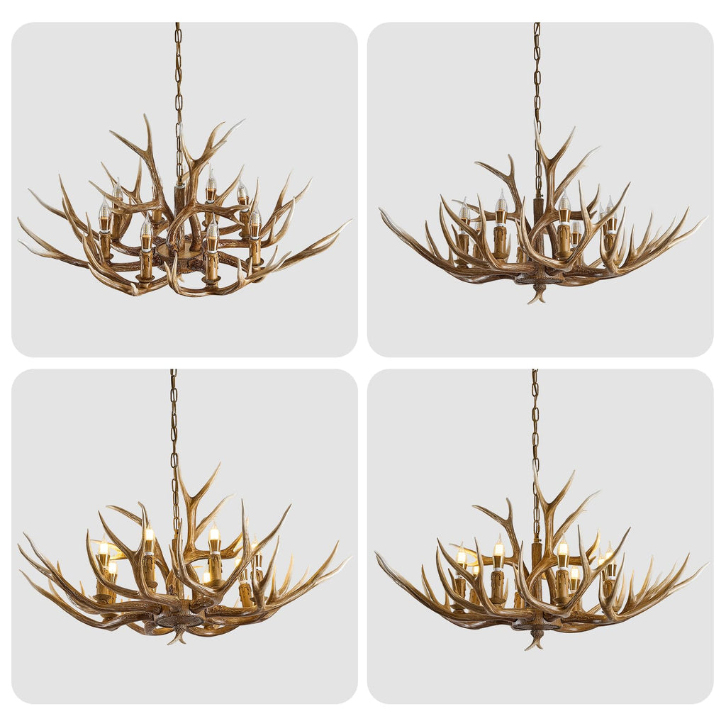 LUJIAODS Antlers Chandelier 8 Light,Deer Chandelier Fixtures,Rustic Farmhouse Horn Antler Lighting for Living Room Bedroom Dining Room Kitchen Cafes,Bars,Kitchen Foyer(8 Lamp Arms+ 3 Arms)