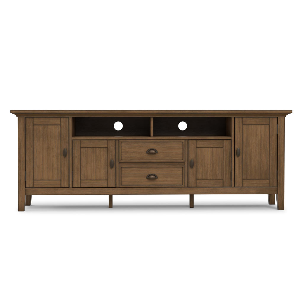 SIMPLIHOME Redmond TV Stand - 72 inch Wide Solid Wood Media Console in Rustic Natural Aged Brown, Transitional Entertainment Center for Living Room for TVs up to 80 Inches with Cable Management