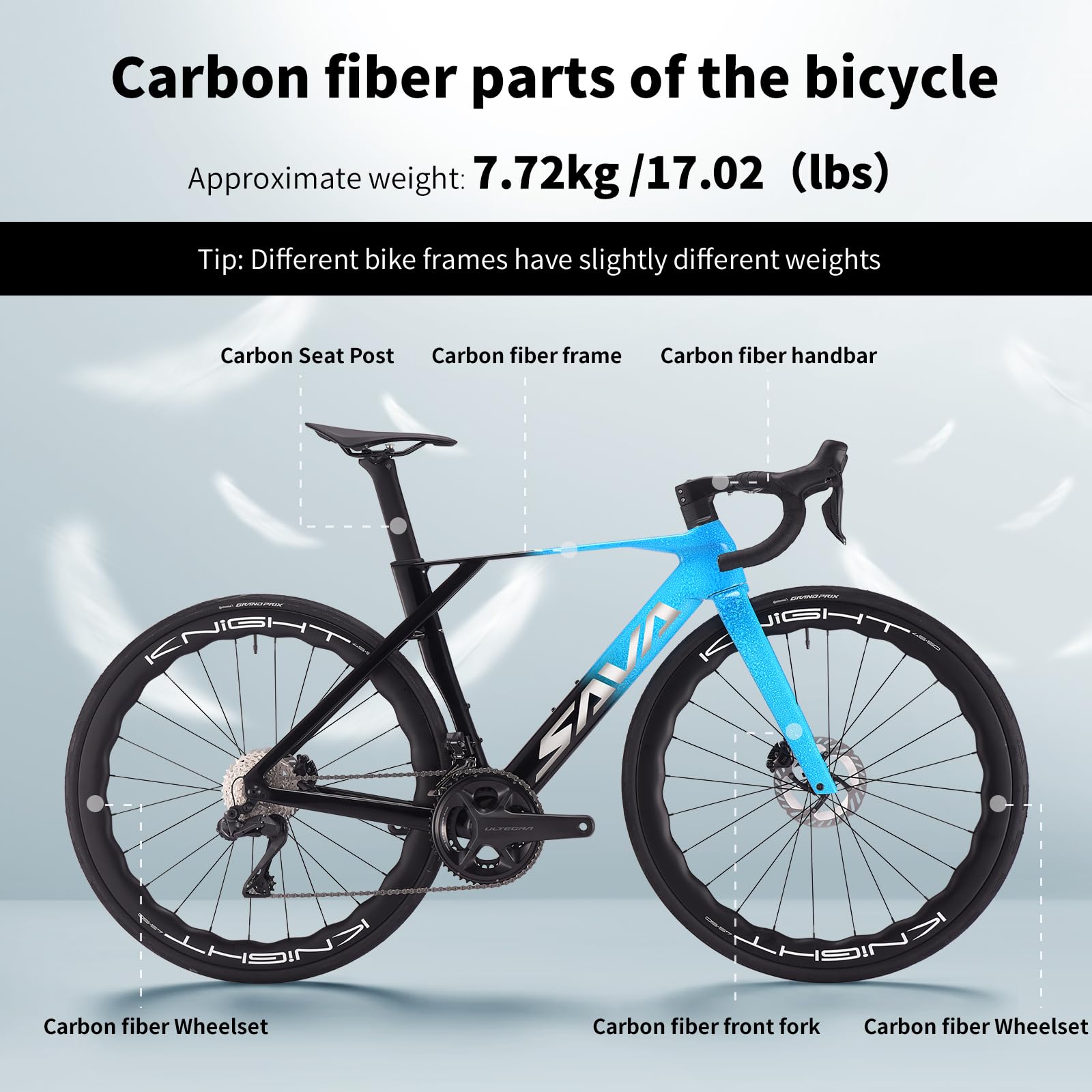 SAVADECK SLR8-Ultegra Full Carbon Road Bike with Shimano 105 R8170 24S Set for Adults, (Wave Pattern(W45), Red, 48cm)