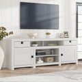Farmhouse TV Stand for 75/80 Inch TVs, Long Entertainment Center with 4 Storage Drawers & 3 Open Shelf, White Television Consoles Stands for Living Room, Bedroom