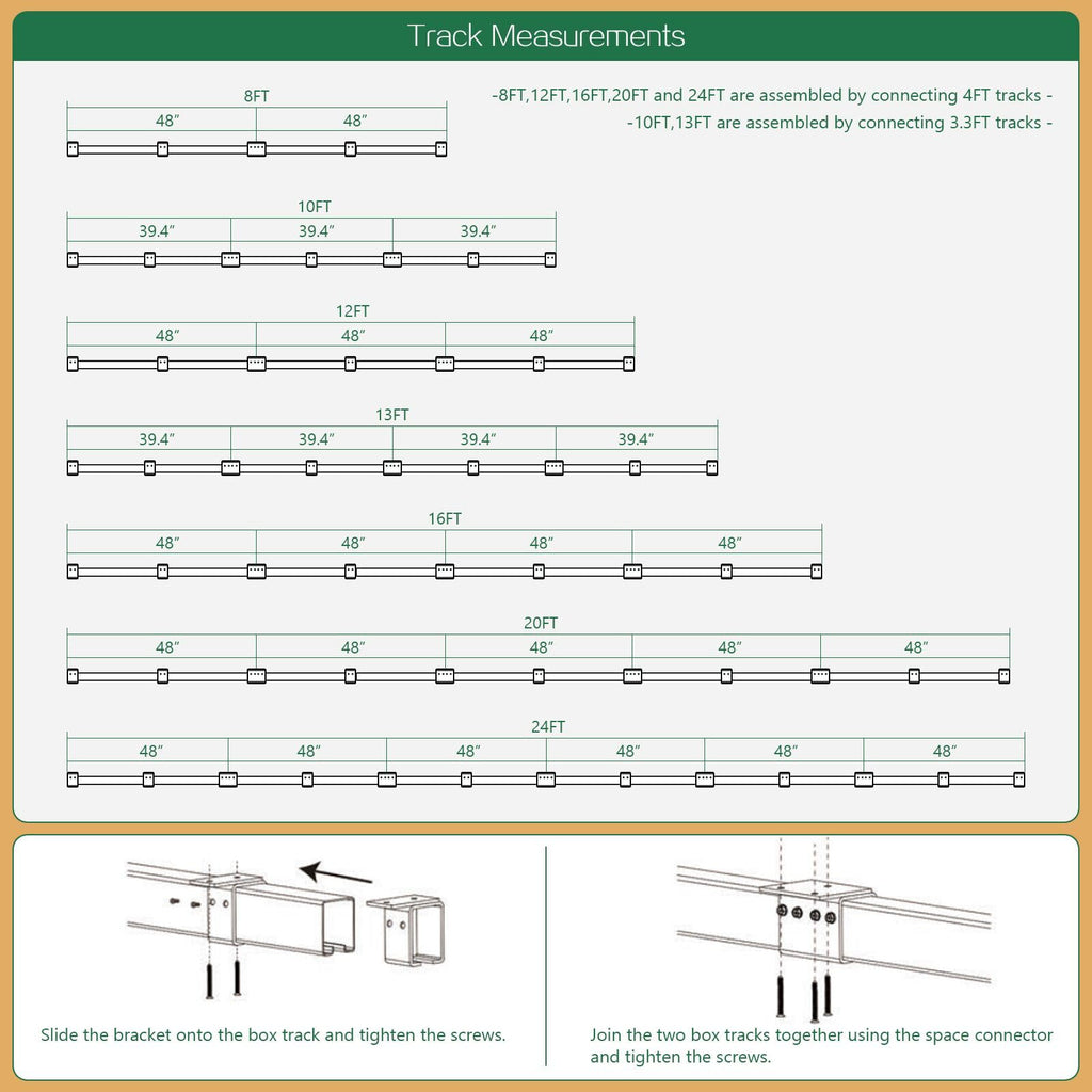 DIYHD 16FT Ceiling Mount Outdoor Double Sliding Barn Door Hardware,Heavy Duty Box Track Kit for Exterior Use,Max Load 300lbs,Fit 2 X48 in Doors (Hardware Only,No Door)