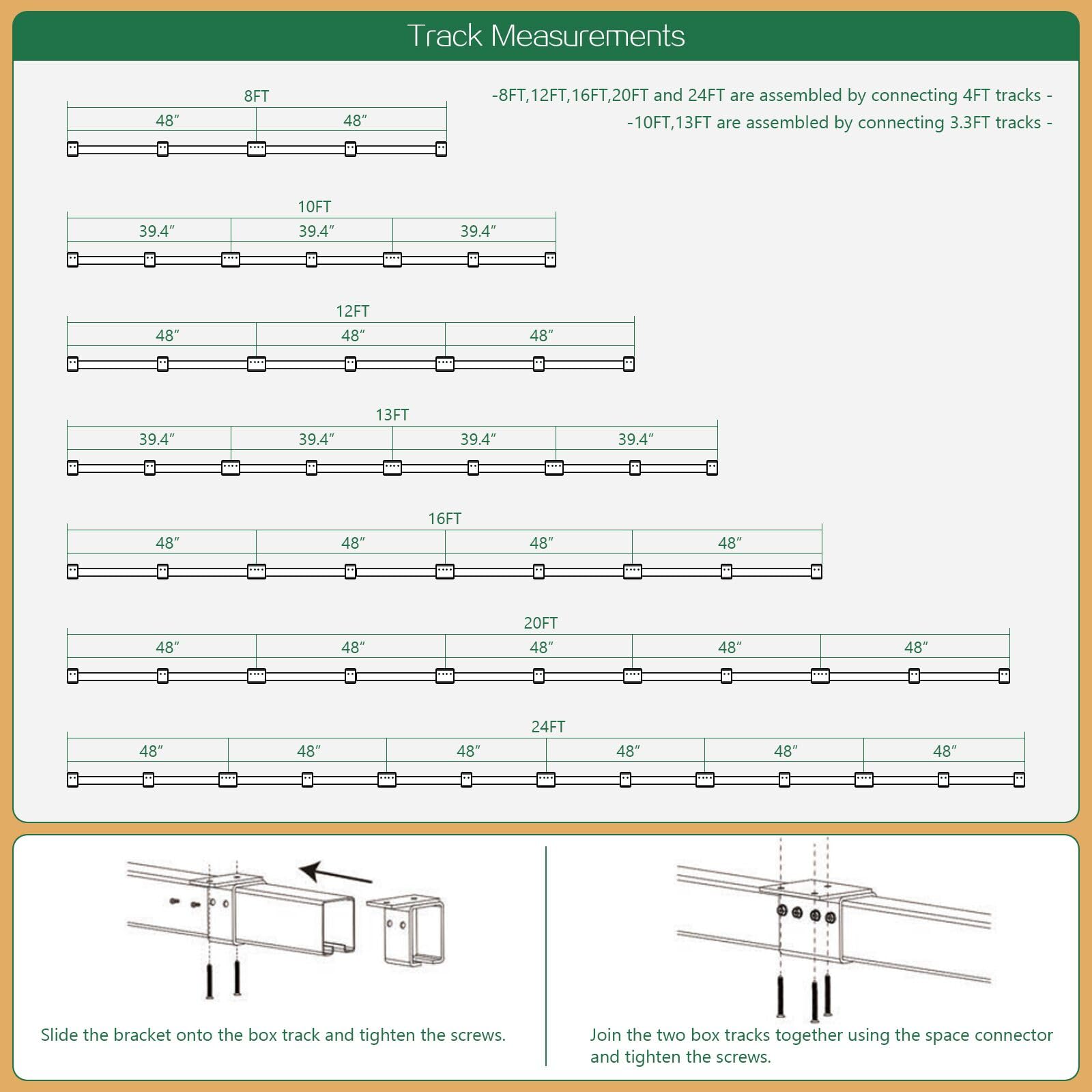 DIYHD 16FT Ceiling Mount Outdoor Double Sliding Barn Door Hardware,Heavy Duty Box Track Kit for Exterior Use,Max Load 300lbs,Fit 2 X48 in Doors (Hardware Only,No Door)