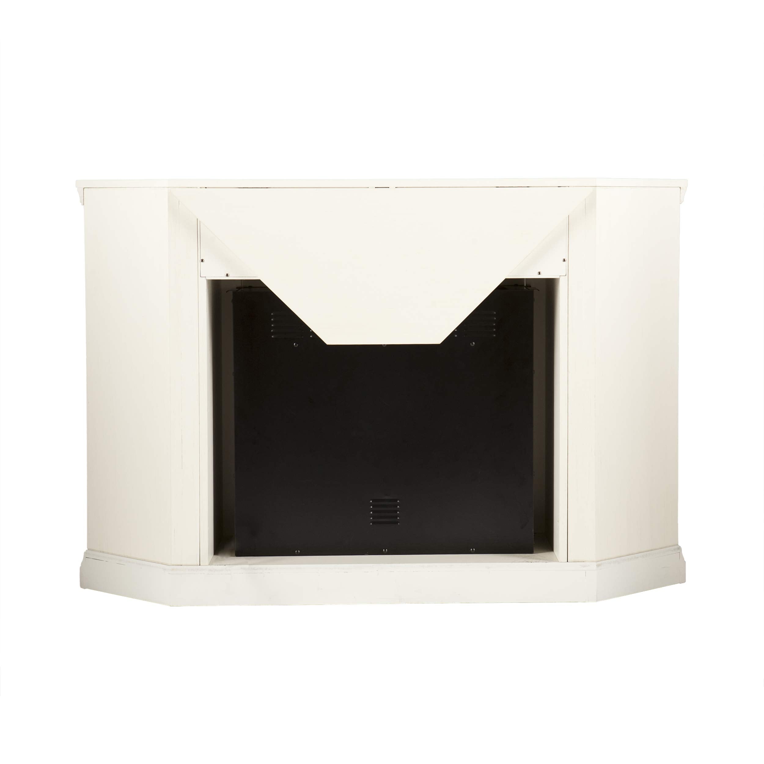 SEI Furniture Claremont Corner Convertible Electric Fireplace with Storage, New Ivory