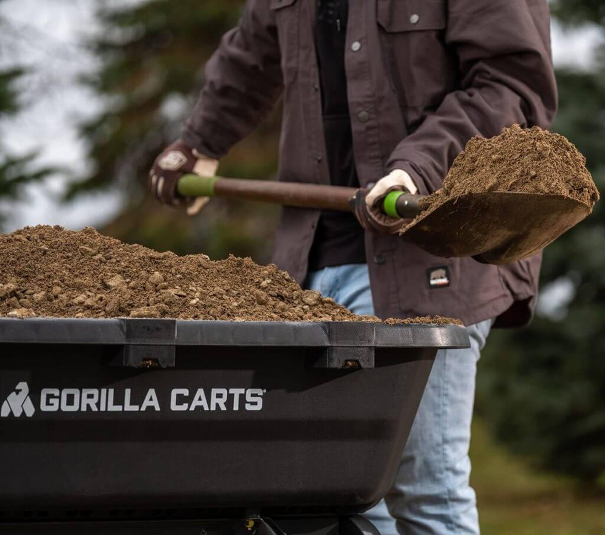 Gorilla Carts 7GCG-NF Heavy-Duty Poly Dump Garden Cart with No-Flat Tires, 7 Cubic Feet, 1200-Pound Capacity, Black, Amazon Exclusive
