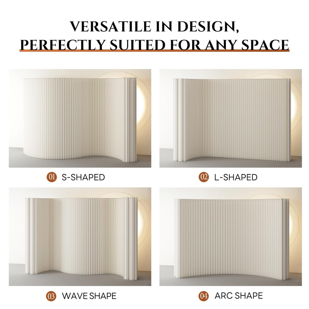 Paper Room Divider, Folding Privacy Screen Lightweight Stretchable Accordion Room Divider Wall, Portable Paper Wall Divide for Home, Office, Clothing Shop (White, L：118in x W: 17in x H：71in)