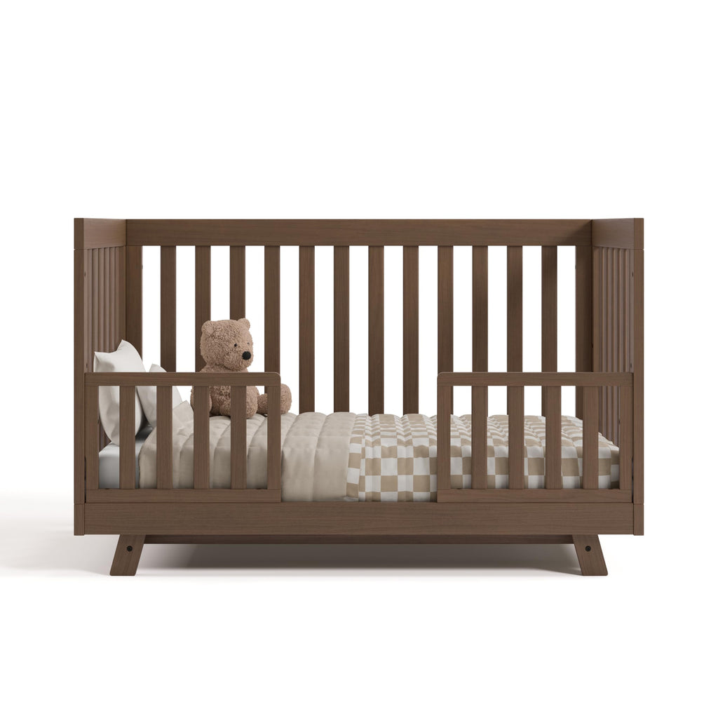 Storkcraft Beckett 3-in-1 Convertible Crib – GREENGUARD Gold Certified, Fits Standard Crib Mattress, Converts to Toddler Bed and Daybed, 4 Mattress Heights, Grow-with-Me Design (Hazelnut)