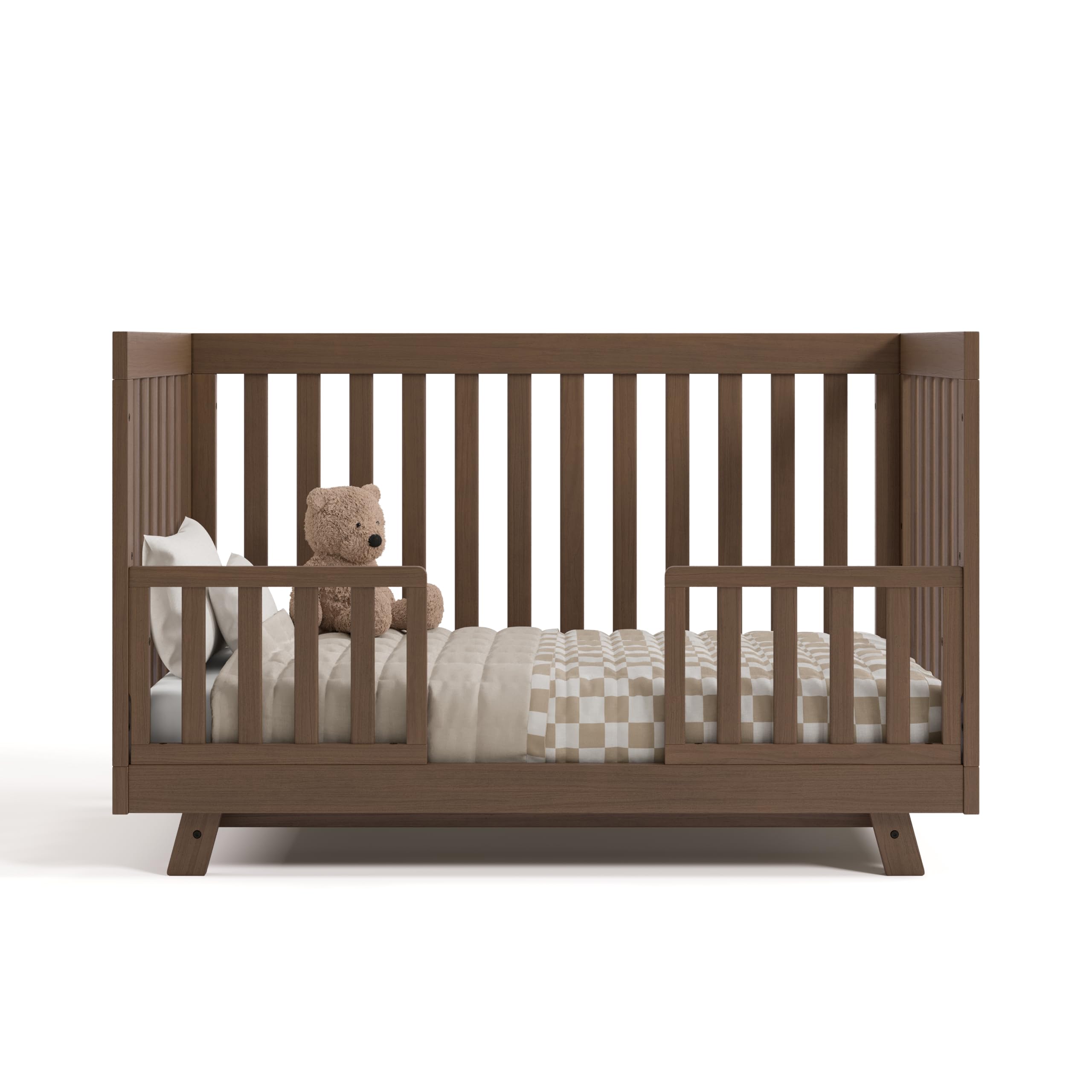 Storkcraft Beckett 3-in-1 Convertible Crib – GREENGUARD Gold Certified, Fits Standard Crib Mattress, Converts to Toddler Bed and Daybed, 4 Mattress Heights, Grow-with-Me Design (Hazelnut)