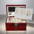 SYENS Wood Jewelry Box for Women, 3-layers Large Jewelry Storage Box&Organizer Fingerprint Lock, Drawers Full Locking, Mother Gifts (3L-RS)
