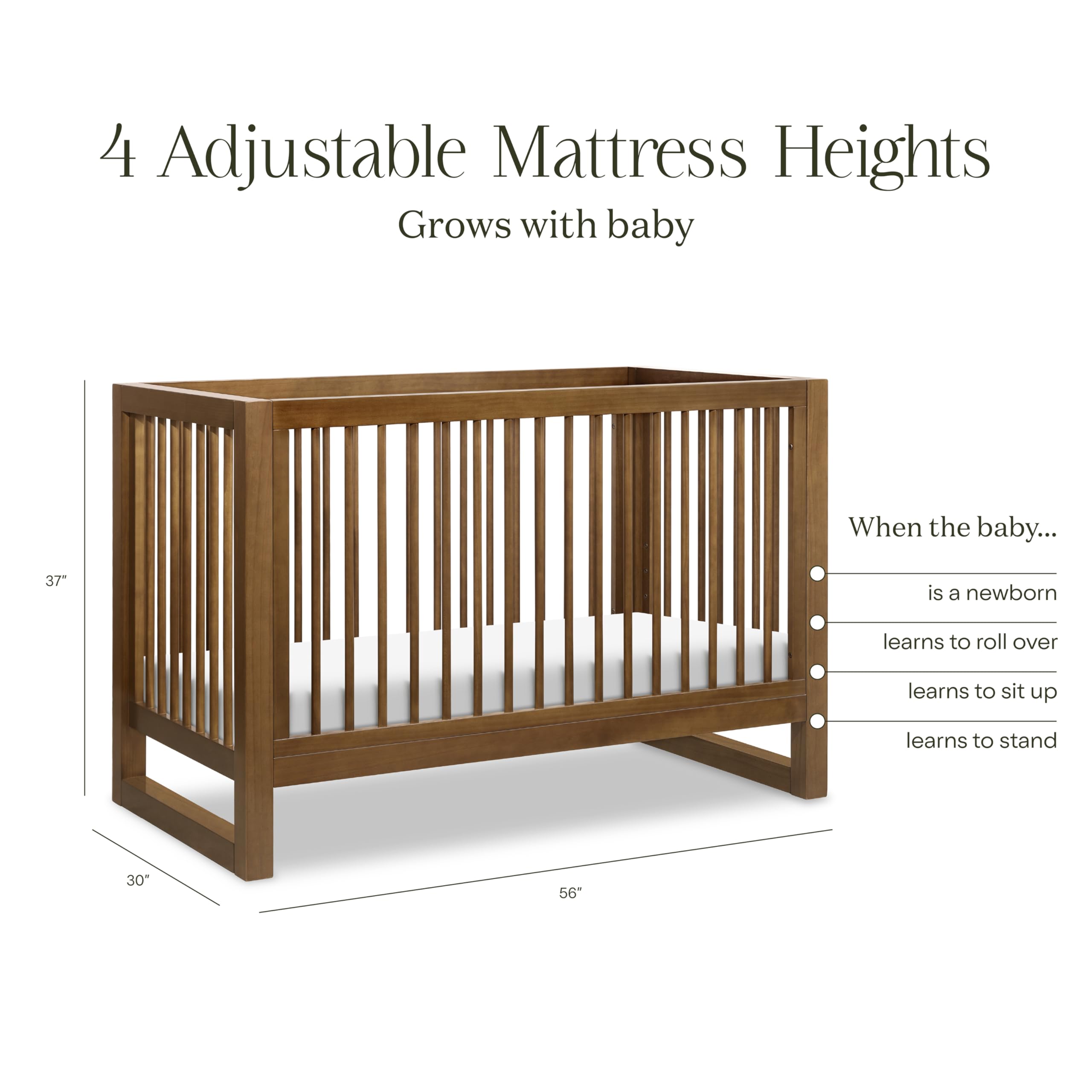 Namesake Nantucket 3-in-1 Convertible Crib with Toddler Bed Conversion Kit in Natural Walnut, Greenguard Gold Certified