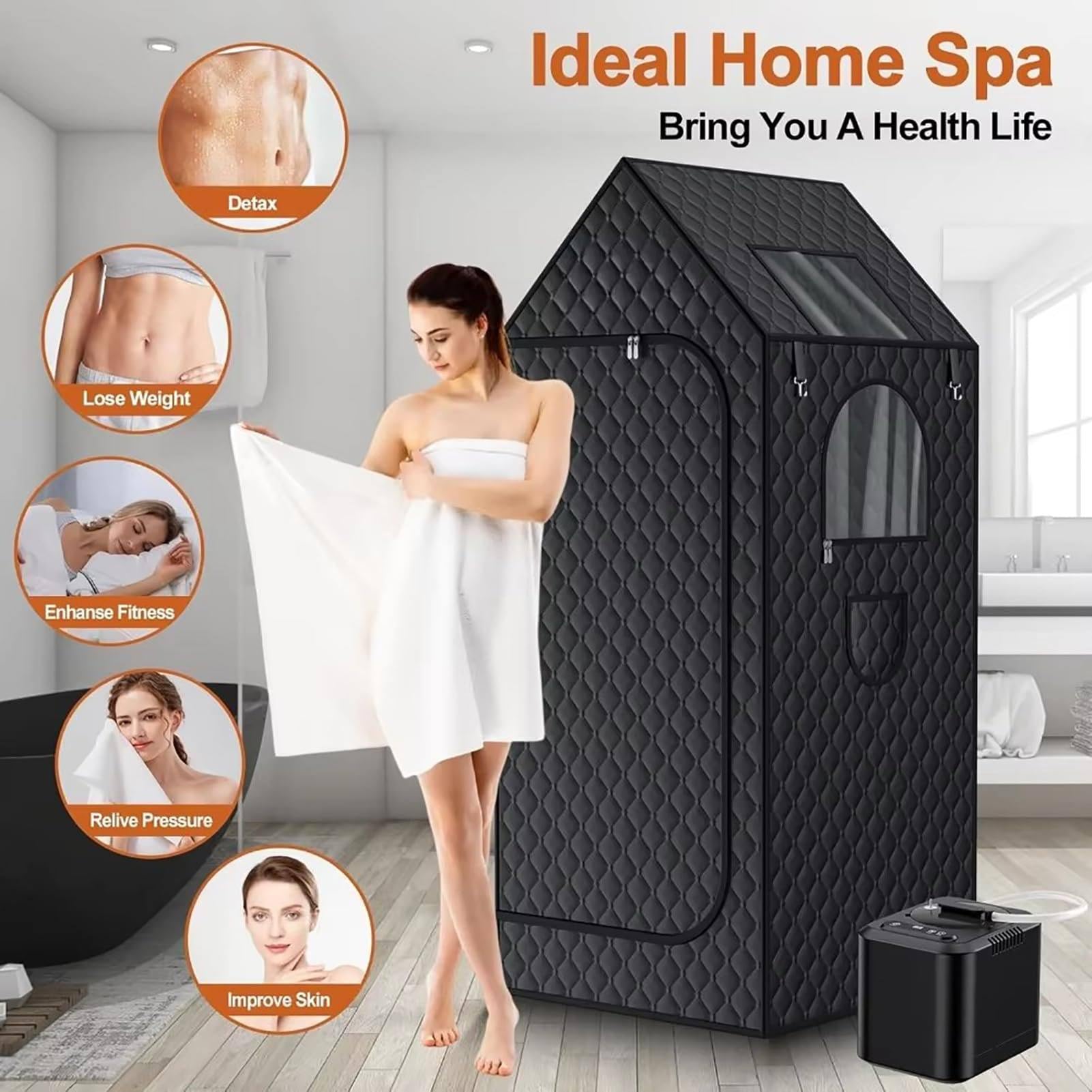 1000W Steam Sauna Tent, Portable Sauna for Home with 3L Steamer, Warm Sauna Tent, Folding Sauna Chair, Remote Control in-Home Spa,31.5'' x 31.5'' x 74.8''