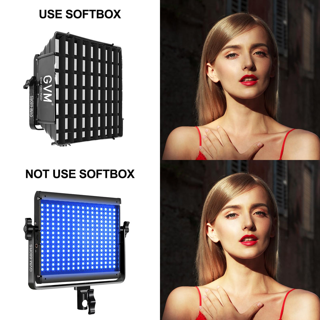 GVM RGB Photography Lighting Kits with 2 Softboxes, 680RS 50W Studio Lights with Bluetooth Control, 2 Packs Video Light with 18 Lighting Scenes, led Panel Lights for Video Recording, 8500lux/0.5m