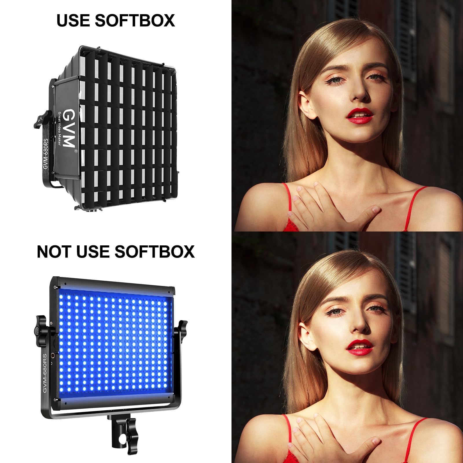 GVM RGB Photography Lighting Kits with 2 Softboxes, 680RS 50W Studio Lights with Bluetooth Control, 2 Packs Video Light with 18 Lighting Scenes, led Panel Lights for Video Recording, 8500lux/0.5m