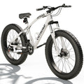 Incbruce 26 Inch Fat Tire Mountain Bike, High Carbon Steel Frame, 21 Speed MTB with Dual Disc Brakes for Men/Women/Adults (White)