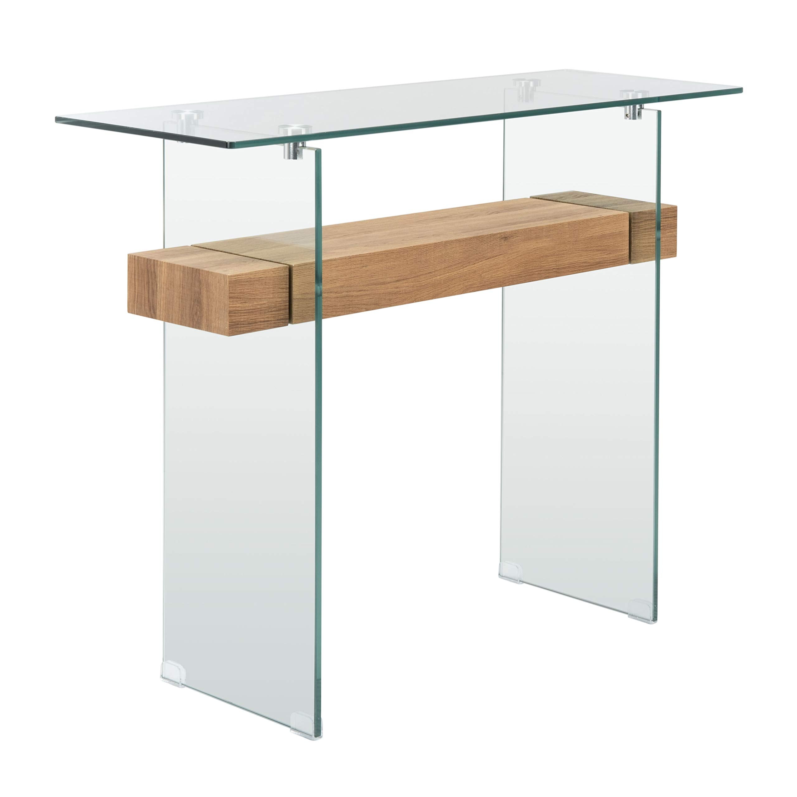 Safavieh Home Kayley Glass and Natural Brown Console Table
