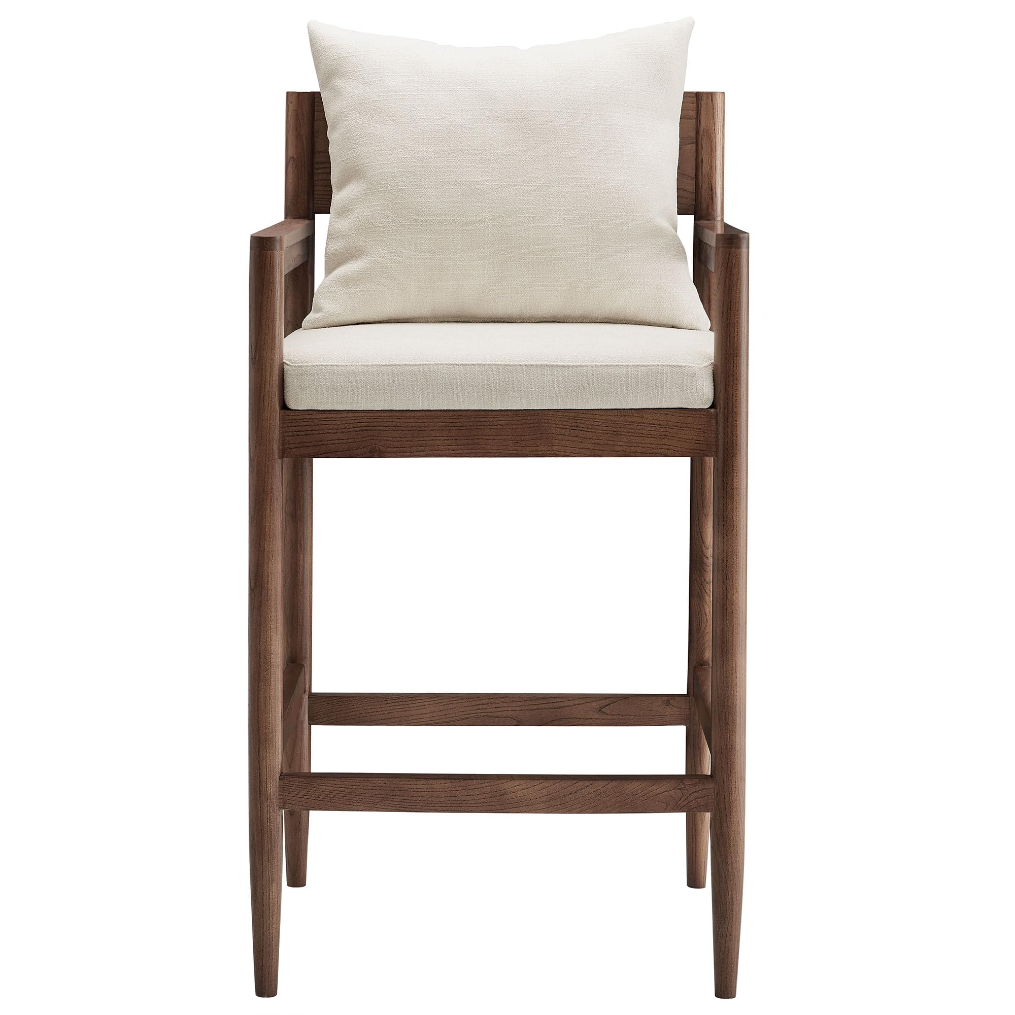 Modway Remington 29 Inch Barstool in Salt – Modern Upholstered Bar Height Stool with Back and Armrests – Wood Bar Chair with Cushion