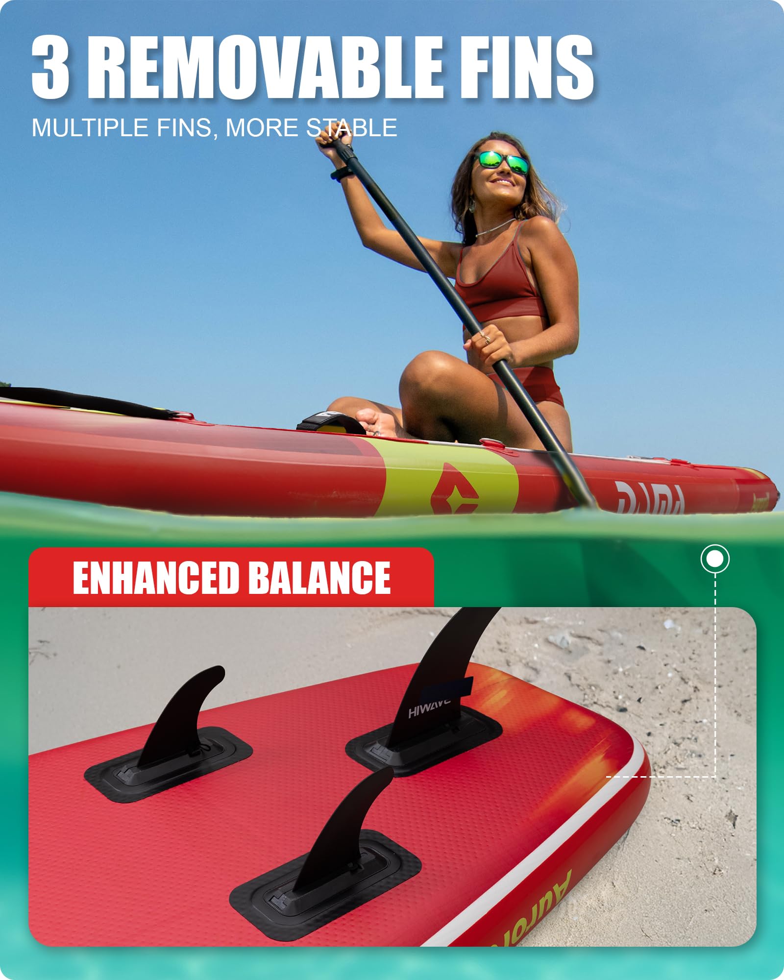 DAMA Stand Up Paddle Board, Stable Extra Wide All-Around Design for Beginners, 11'6" x 34" x 6", for 2+1 People and Pets, 450 lbs Capacity, Family Use on Lakes, Rivers and Coastal Waters