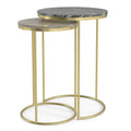 SIMPLIHOME Ashley Nesting Tables Set – 16 inch Wide Genuine Marble Top Metal Accent Tables in Gold, Round Industrial End Tables for Living Room or Bedroom with Compact Design, Assembled