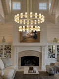 Shial Lighting 2 Tier Gold Wagon Wheel Chandelier, 108-Lights Farmhouse Pendant Light Fixture, Rustic Round Chandelier for Foyer Entryway Living Room (Dia 32"+40")