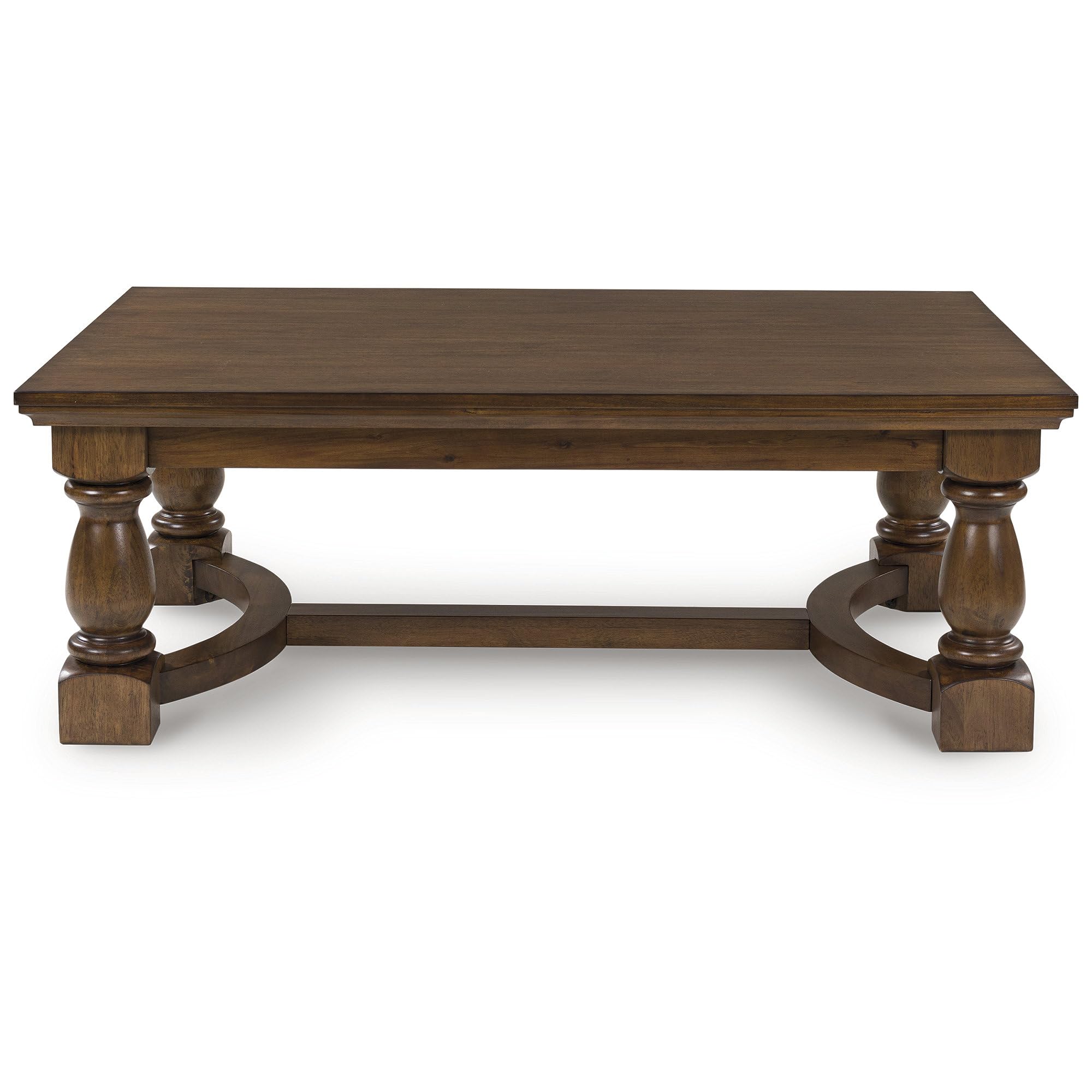 Signature Design by Ashley Sturlayne Transitional Coffee Table with Trestle Base, Dark Brown