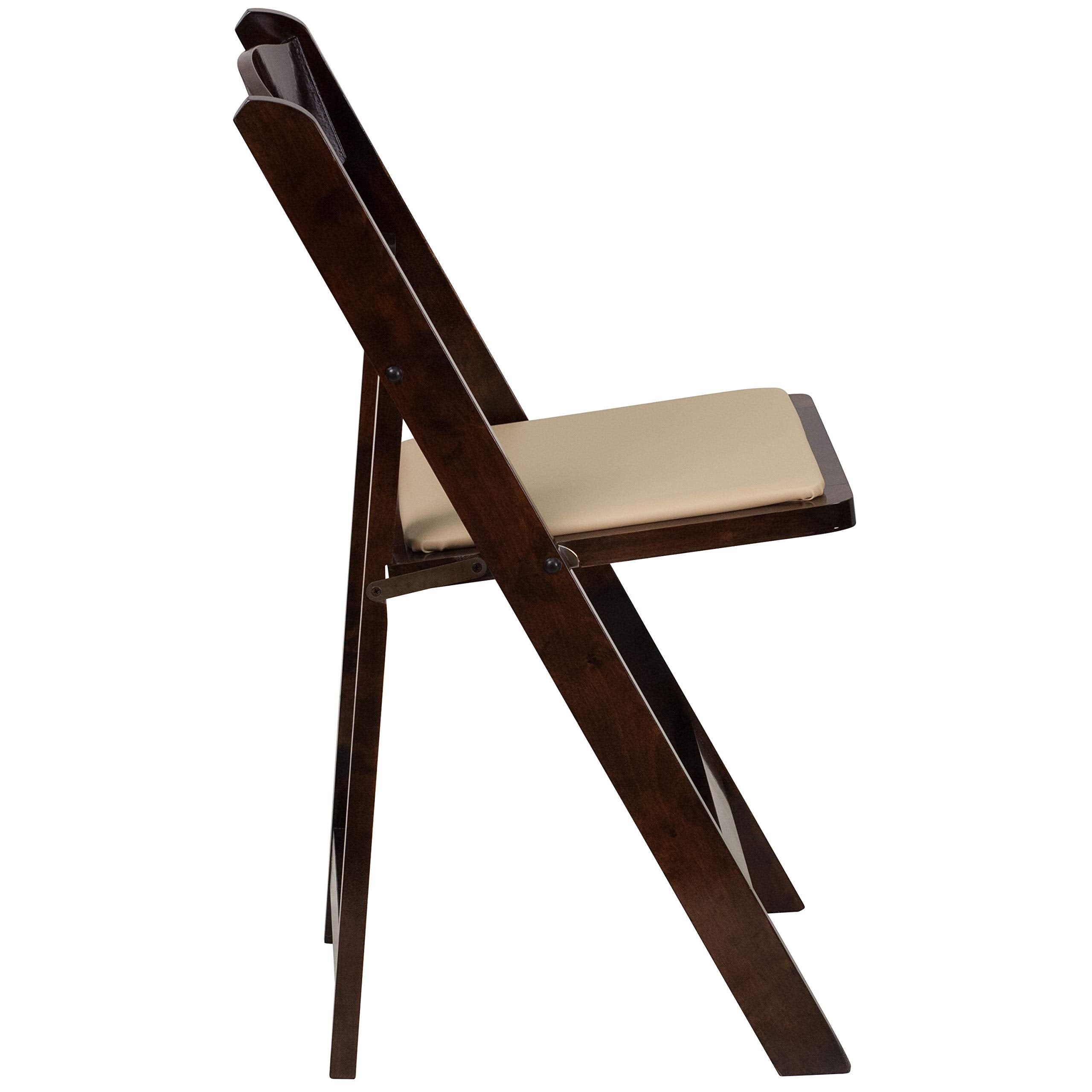 EMMA + OLIVER 4 Pack Fruitwood Wood Folding Chair with Detachable Vinyl Padded Seat
