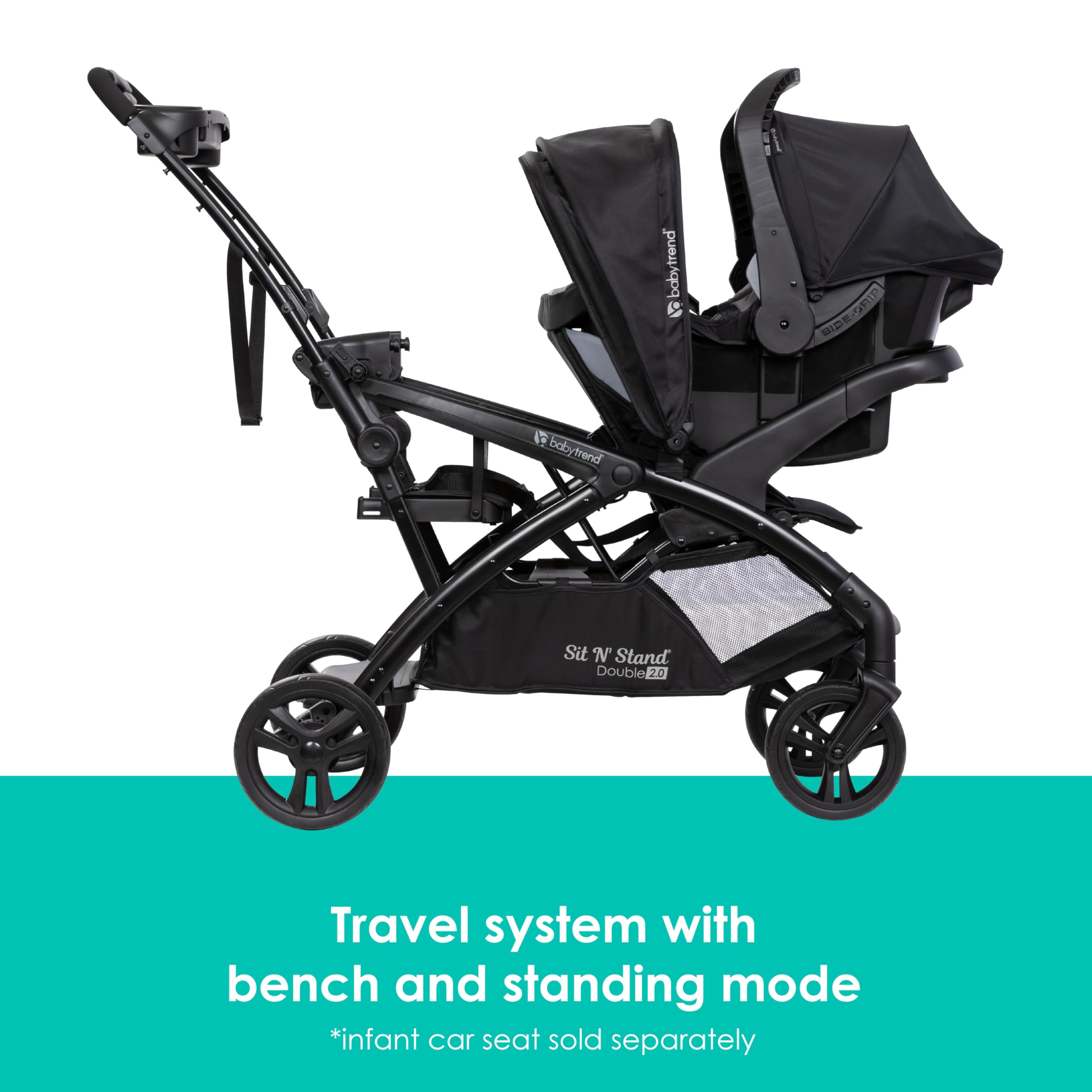 Baby Trend Sit N' Stand® Double 2.0 Stroller, Dash Black
