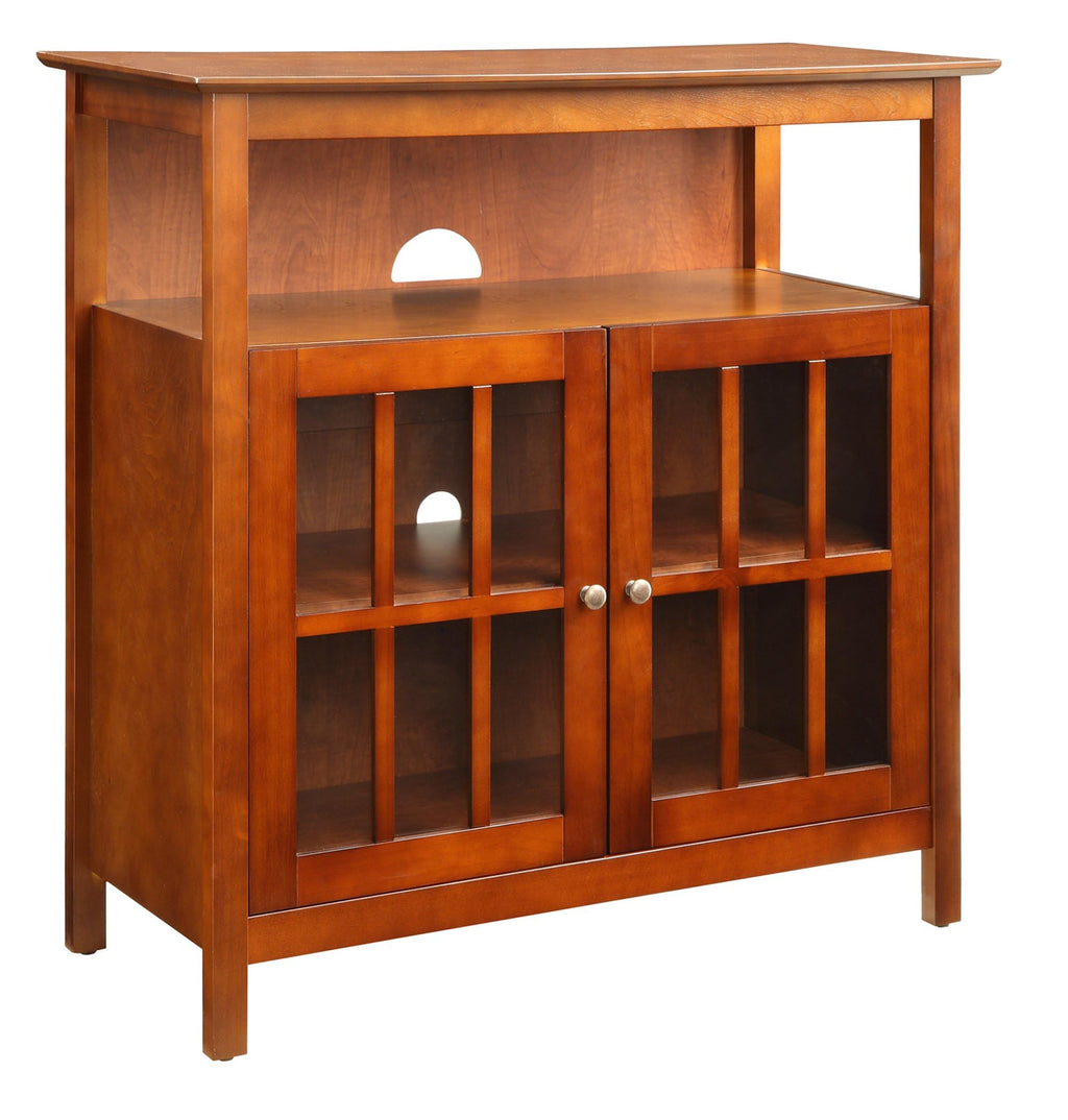Convenience Concepts Big Sur Highboy TV Stand 36" - Modern Entertainment Center For TVs up to 40", Storage Cabinet for Dining, Living Room, & Entryway, Console Hall Table with Shelves, Cherry