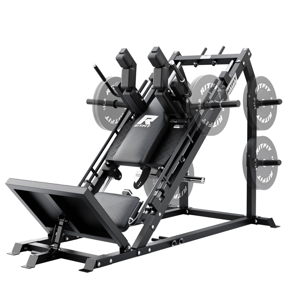 RitFit Gazelle Pro 3 in 1 Leg Press and Hack Squat Machine - High-Tensile Steel Leg Press Machine, 2000lbs Capacity, Adjustable Angles with Weight Storage (Black)