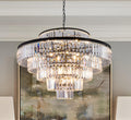 Wellmet Crystal Chandelier, 6-Tier Large Luxury Crystal Chandelier, 31'' Black Crystal Pendant Light for Living Room, Dining Room, Bedroom, Entryway, Hallway, Corridor,