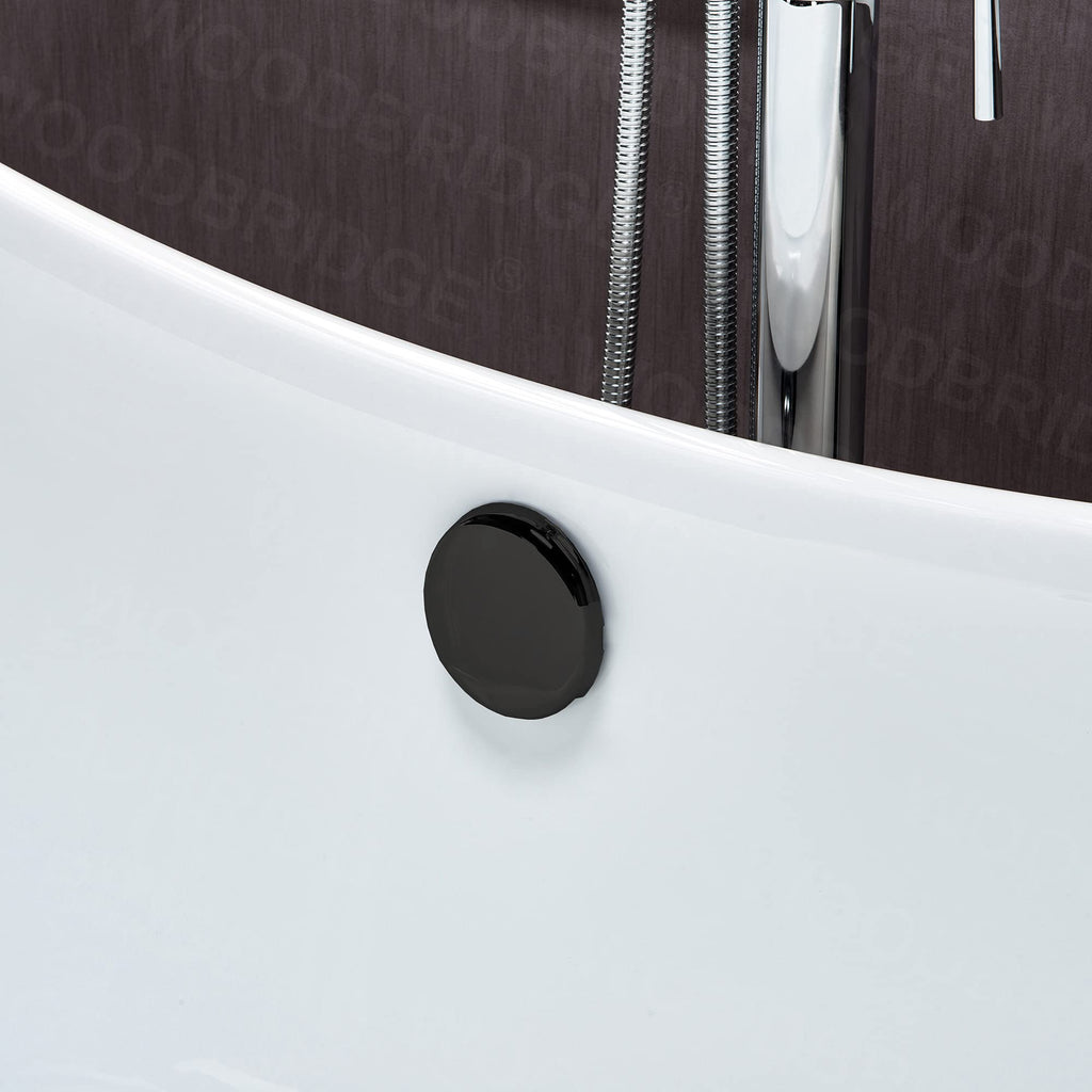 WOODBRIDGE 59" Heavy Duty Acrylic Double Slipper Clawfoot Bath Tub with Matte Black Feet + Matte Black Drain &Overflow