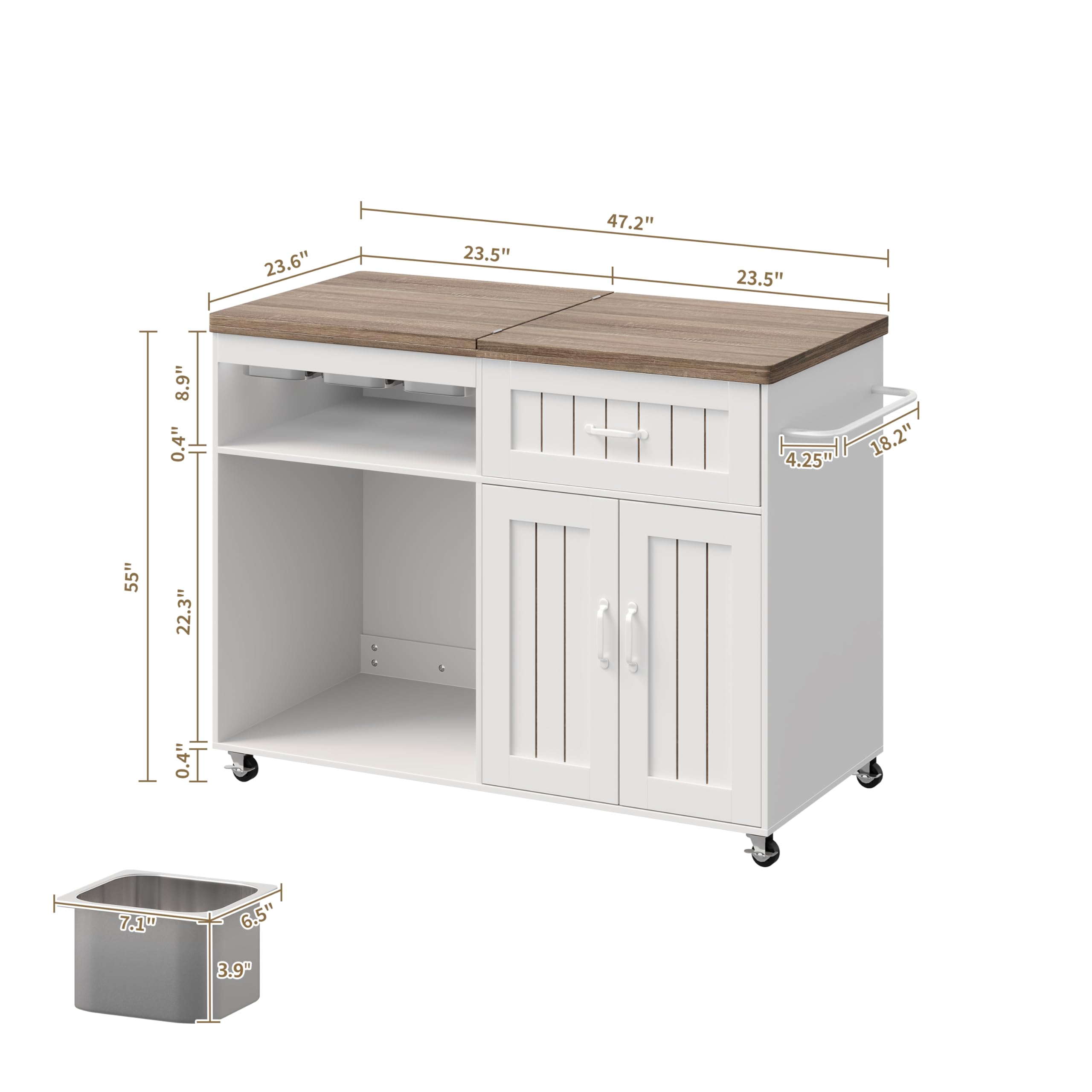 Zethvax 47.2" Foldable Charcuterie Cart with Stainless Steel Food Pans, Dessert Cart with Drawer & Storage Cabinet,Mobile Salad Bar Buffet Station for Home & Party (47.2")