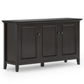 SIMPLIHOME Amherst 60-inch Wide Solid Wood 3-Door Storage Cabinet in Hickory Brown, Transitional-Style Buffet Sideboard for Living Room, Dining Room or Entryway
