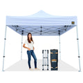 Compact Shelter - 10x10 Heavy Duty Pop Up Canopy - Easy Setup, Commercial Grade Aluminum Frame, 42” Folded Frame Height, UPF 50+, Portable Tent for Beach, Events, Camping, Roller Bag (White)