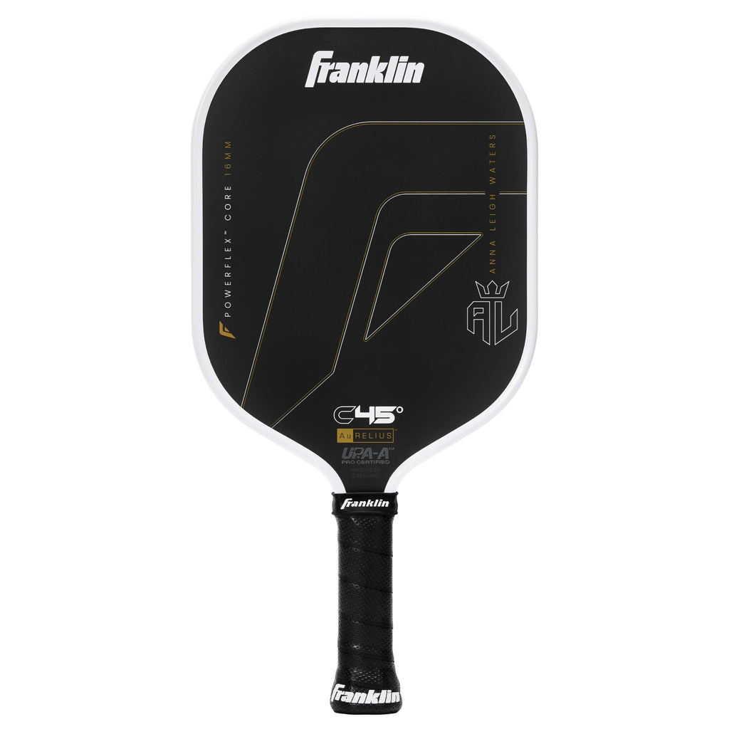 Franklin Sports PRO Pickleball Paddles – C45 Carbon Fiber Series - Official USAP + UPA Approved Pickleball Paddle - Aurelius 16mm Polymer Core - Official Shape of Anna Leigh Waters - Black/White