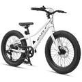 Glerc Mars Kids Mountain Bike, 24 Inch Fat Tire Bike for Teen Ages 8-14 Year Old, Bicycle with 2.8-Inch Wide Tires and 6 Speed Drivetrain, White