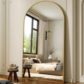 XRAMFY 86"x40" Arched Full Length Mirror Floor Mirrors with Aluminum Alloy Frame Free-Standing Wall Mounted Floor Mirrors or Large Dressing Mirror, Gold Mirror Full Length