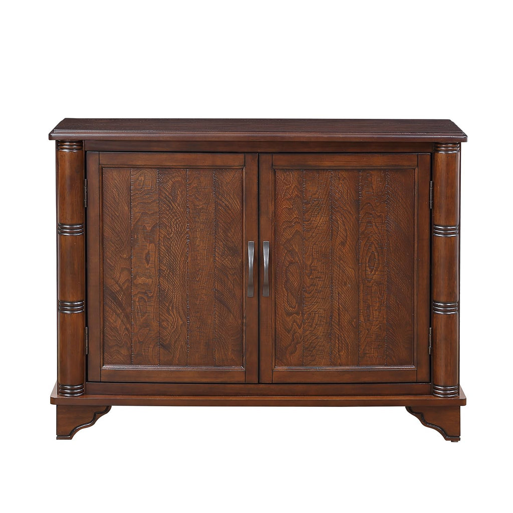 YWUFUART 40" Solid Wood Buffet Storage Cabinet,Vintage Console Table with Adjustable Shelf,Retro Sofa Table with Solid Pine Wood Legs for Living Room,Entryway,Light Espresso